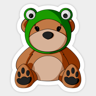 Frog Hat Teddy Bear Sticker